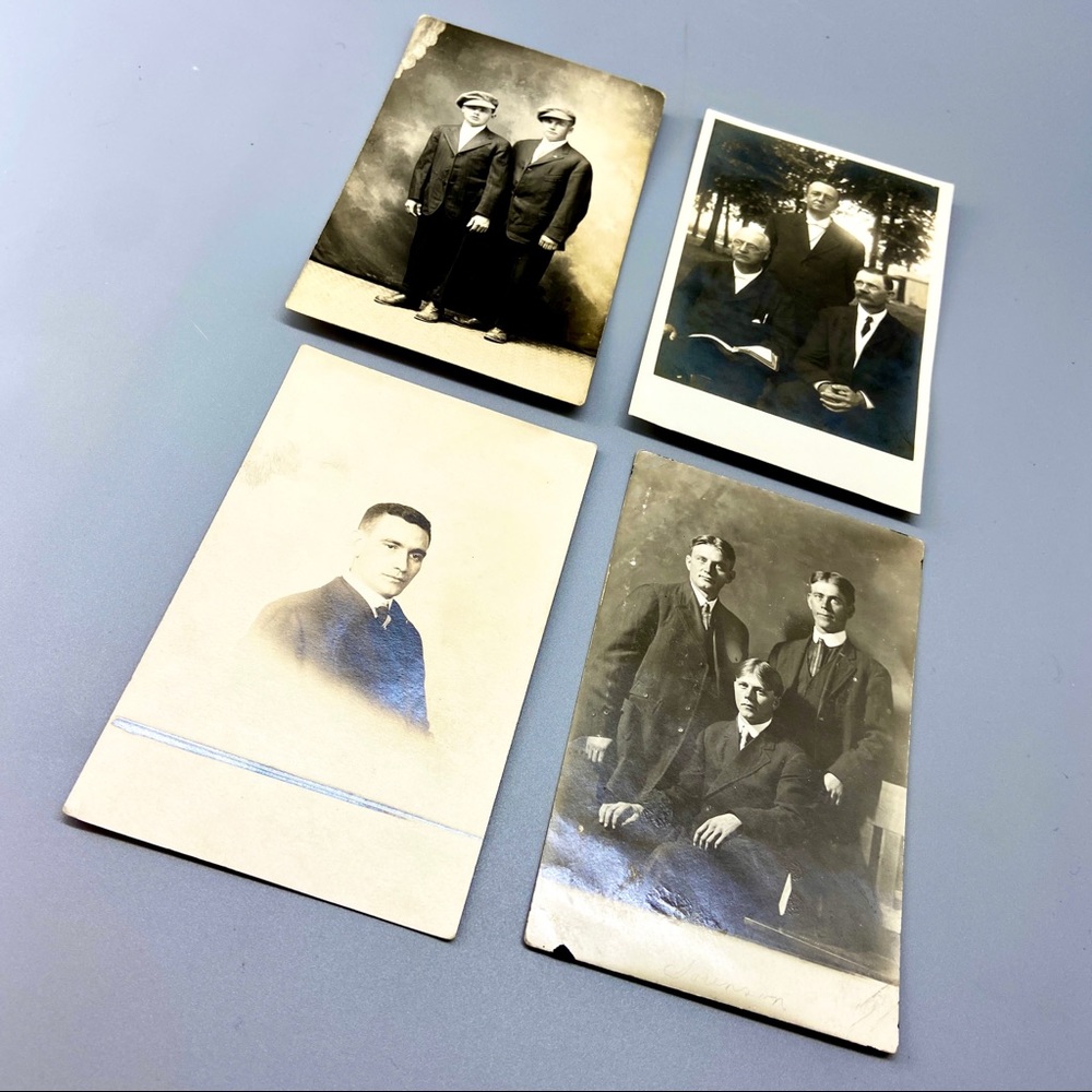 Antique Real Photograph Post Card Gentlemen Portraits